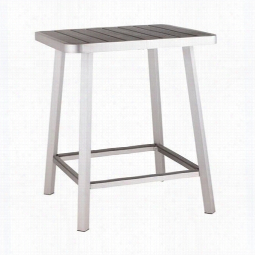 Zuo 703184 Megapolis Bar Table In Brushed Aluminum