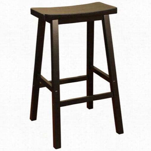 American Heritage 124802blk Wood  24&q Uot;" Saddle  Bar Stool I Nblack