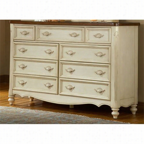 American Woodcrafters 351-290 Hcateua Rtiple Dresser  In Antique  White