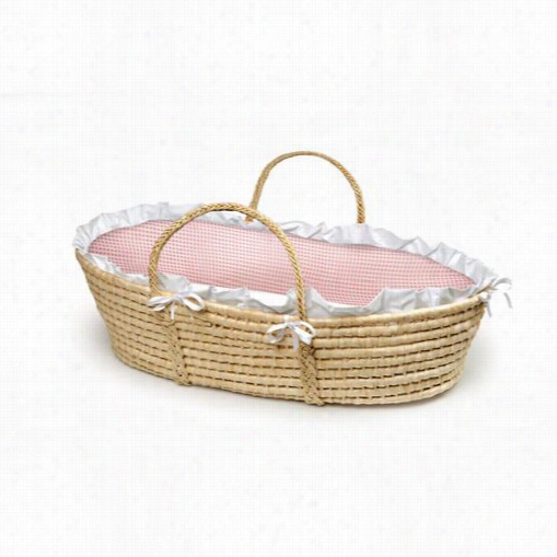 Badger Baskets 008 Natural Moses Basket With Gingham Bedding