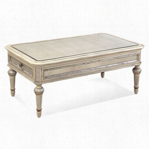 Bassett Mirror T2055-100ec Reflections Rectangle Cocktail Table In Antique Bisque/silver Leaf