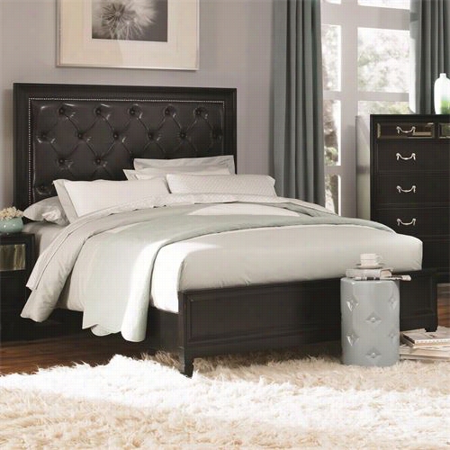 Coaster Fruniture 2 0312ke Devine Eastern King Bed In Black With Button Tufted Eadboard