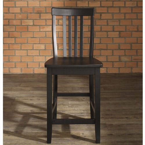 Crosley Furniture Cf500324-bk Sch Ool House Set Of 2 Bar Stools In Black Finish Wth 24 Incu Seat Height