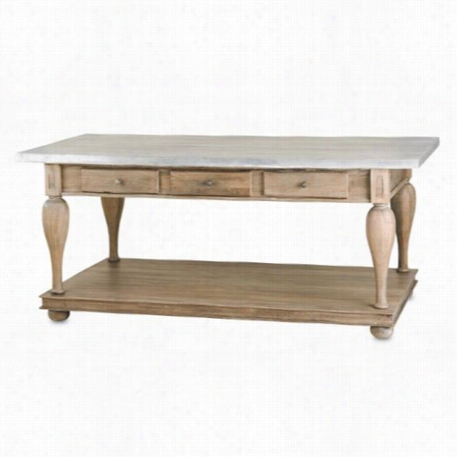 Currey And Company 3153 Sullivans Largework Table In Antique Walnuut /galvanizwd