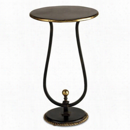 Currey And Company 4074 Kendrick Table In Old Iron/gold Leaf