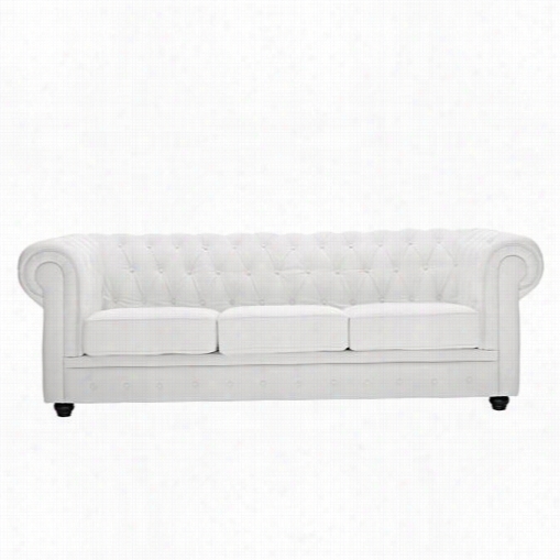 East End  Ipmorts Eie-701-whi Chesterfield Sofa In White Leather And Leather Match