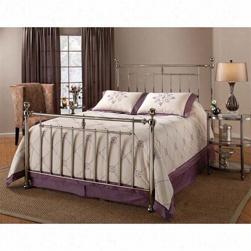 Hillsdale Furniture 1251-500 Holland Queen Bed Set In Shiny Nickel - Rails  Not Incluuded
