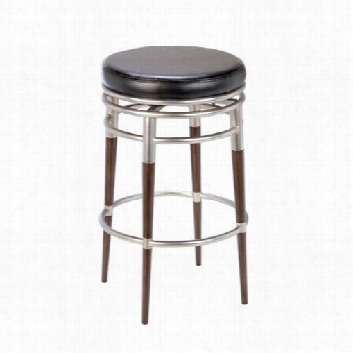 Hillsdael Furniture 4688-827 Salem Backless Swivel Co Unter Stool In Brushed Chrme/dark Brown Maple