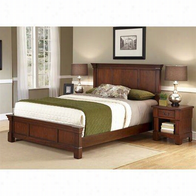 Home Sytled 5520-6019  The Aspen King Bed And Night S Tand In Rustic Cherry