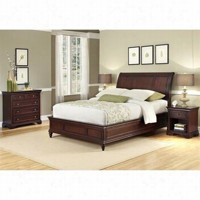 Home Styles 5537-6020 Lafayett Eking Sliegh Couch, Darkness Stand, And Chest In Rich Cherry