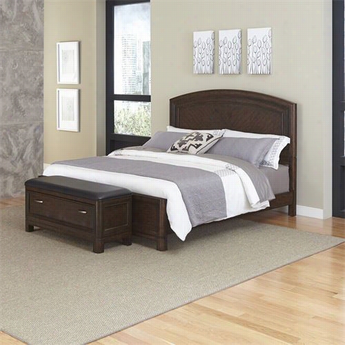 Home Styles 5549-5033 Crescent Hil Queen Bed And Uppholstered Bench In Two-tone Tortoise Shel