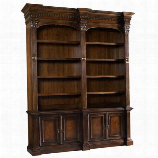 Hooker Furniture 374-10-226 European Renaissaance Ii Double Bookcase In Dark Wood With Lateral File