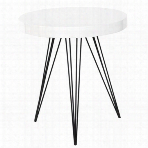 Howard Elliott 83033 Round Side Table In Glossy White