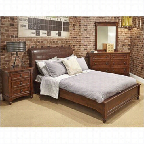 Legacy  Classic Furniture  4920-4844k Wendy Bellissimo Full Complete Upholstered Bed In Sadlde Brown