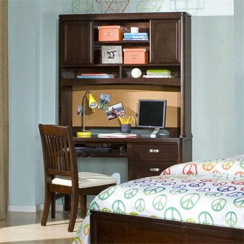 Lebacy Classic Furniure 9980-6100-9980-6200 Park City Cmputeer Desk And Hutch In Dark Merlot