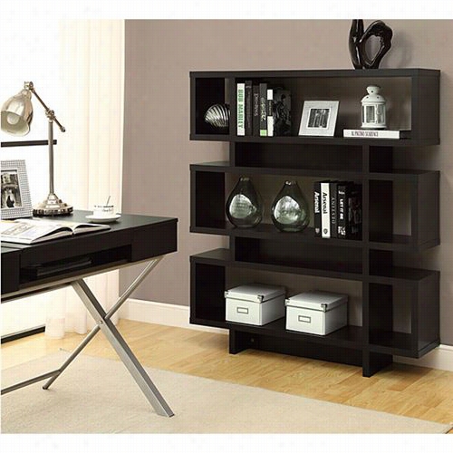 Monarch Specialties I2531 55""h Hollow-co Re Modern Bookcase In Cappuccino