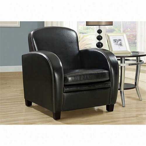 Monarrch Specialties I8038 Leather L Ook Accent Chair In Black