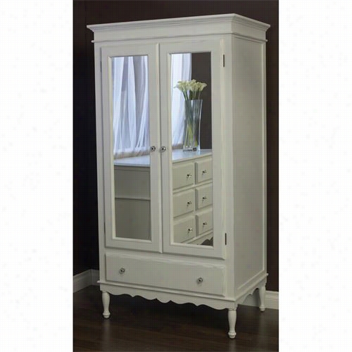 Newport Cottages Npc2180mir-wh-knb04 Celine Armoire With Mirrored Oors N Whife