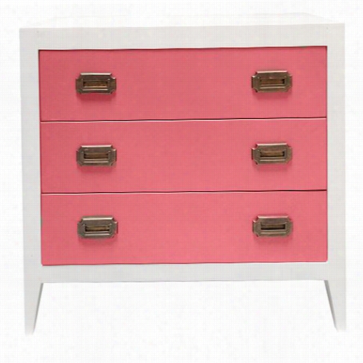Newport Cottages Npc3250-wh-cl-knb07 Devon 3 Drawer Dresser In White With Coral Drawer