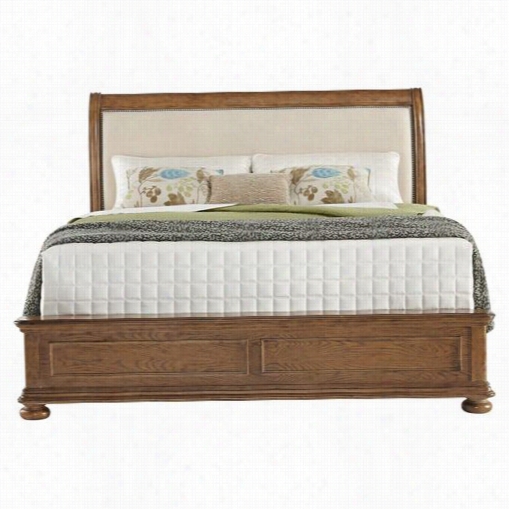 Samuel Lawrence 8674-250-8674-251-8674-400 Paxton Upholstered Que En Platform Bed In Medium Wood