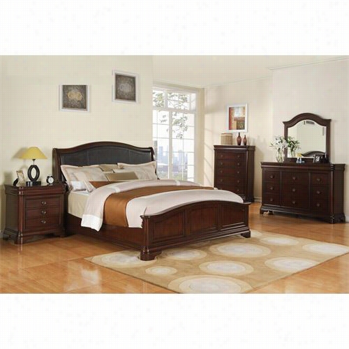 Sunset Trading Ss-cm800-k-bed-set Cameron 5 Piece King Padded Headboard Bedroom Set In Cherry