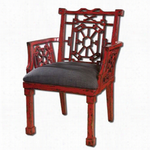 Uttermost 23604 Camdon Arnchair In Antique Red/blacck