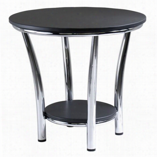 Winsome 93219 Maya Round End Table With Meatl Legs In Black