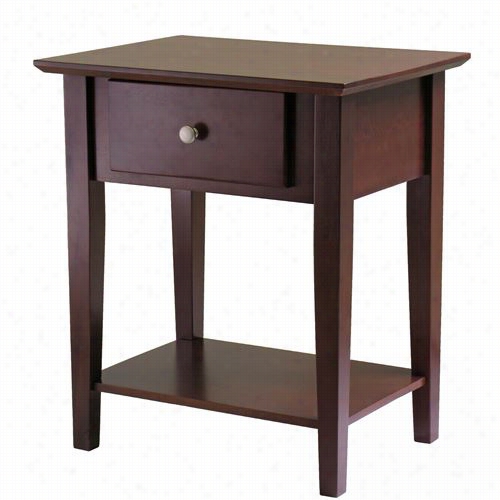 Winsome 94922 Shaker Night Stand With Drawer In Antique Walnut