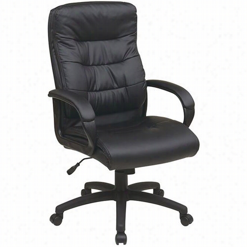 Worksmart Fl7480-u6 High  Bck Black Faux Lea Ther Executive Chair With Padded Arms