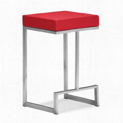 Zuo 330000 Darwen Counter Chair In Red Set Of 2