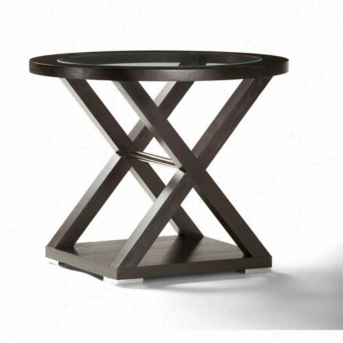 Allan Copley Designs 3410-02 Halifax Oval Glass Top End Table In Espresso With Brushed Stainless Steel Accents