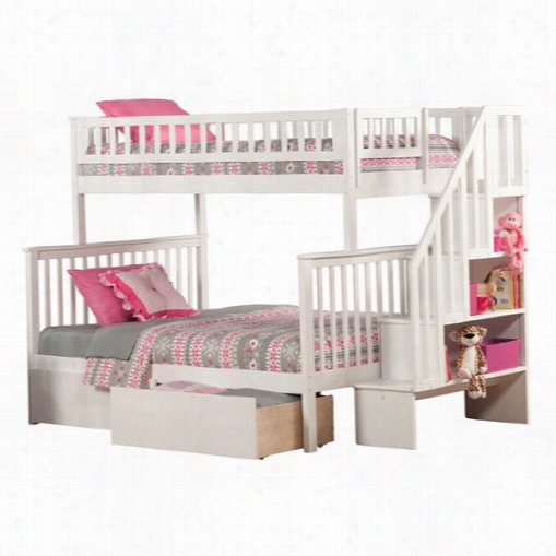 Atlantic Furniture A B56742 Woodland Staircase Bunk Em~ Twin Over Full With 2 Urban Bed Drawers