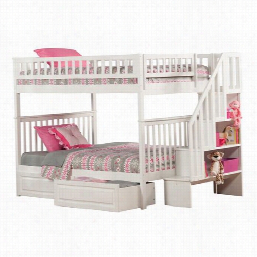 Atlantic Furnniture Ab56822 Woodland Full Over Full Staircase Unk Bed With 2  Raised Panel Bed Drawers