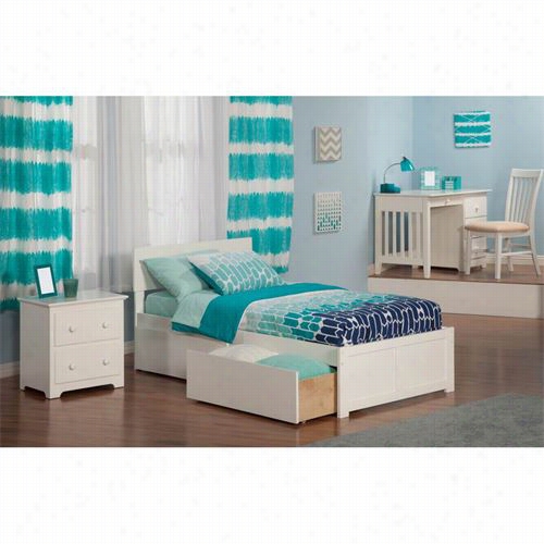 Atlantic Urnitufe Ar812211 Orlando Twin Bed  With Flat Panel Footboard And 2 Uurban Bed Drawers