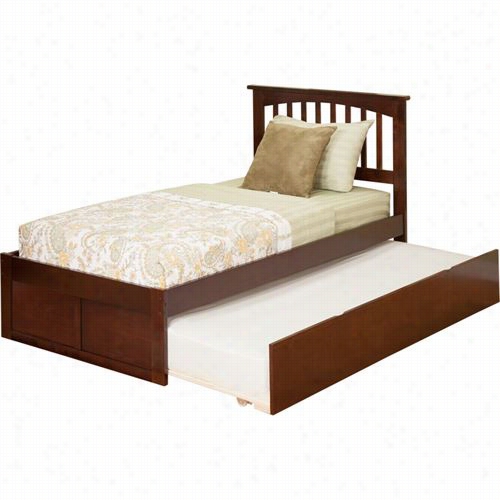 Atlantic Furniture Ar872201 Mission Twin Bed With Flat Panel Footboard And Uran Turndle