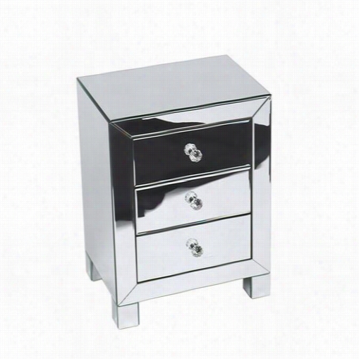 Avenue Six Ref173-slv Reflec Tinos 3 Drawer Accent Table In Silver Mirror