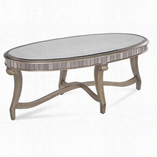 Bassett Reflector 2900-140ec Celine Oval Cocktail Table In Real White Leaf And Antique Mirror