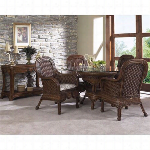 Boca Rattan 32013mor-c Moroccan Cafe Round Table In Urban Mahogany With 36"" Dia Beveled Glass Top