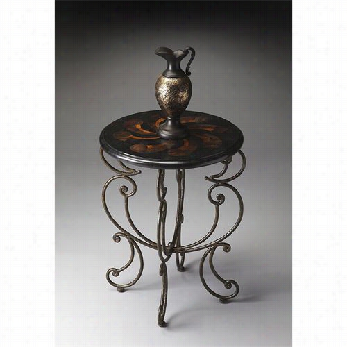Butler 1124025 Metalworks Accent Table In Pewter/gold With Intricate Leg Design