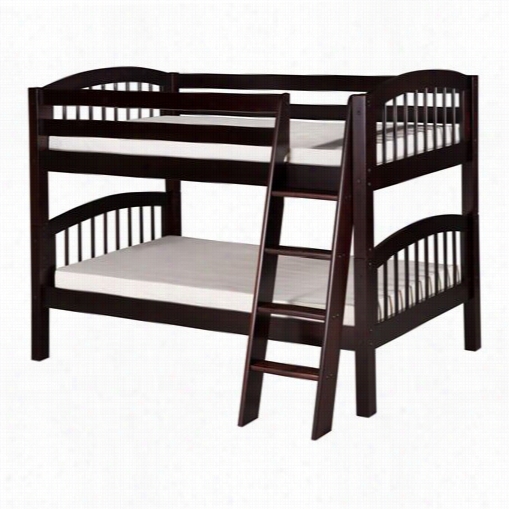 Camaflexi C2002a-cp Twin Low Bunk Bed With Angle Ladder Anda Rch Spnidle Headboard In Cappuccino