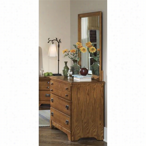 Carolina Funriture 385300-386300 Creek Side 3 Drawer Single Dresser With 24"&qu Ot; X 30"&qhot; Llandscape Mirror In Autumn Oak