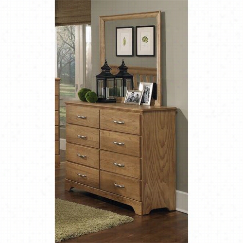 Carolina Furniture 495800-49640- Sterling  8 Drawer Tall Dresse With With 30"" X 34"" Landscape Mirror In Clear Oak