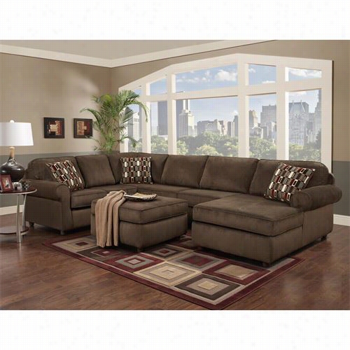 Chelsea Home Furniture 476060-sec-sc Gallagher Superstar Chocolate 3 Pisces Sectional