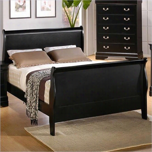 Coaster Furniture 201071q Louis Phhilippe Queen Sleigh Panel Bed In Black