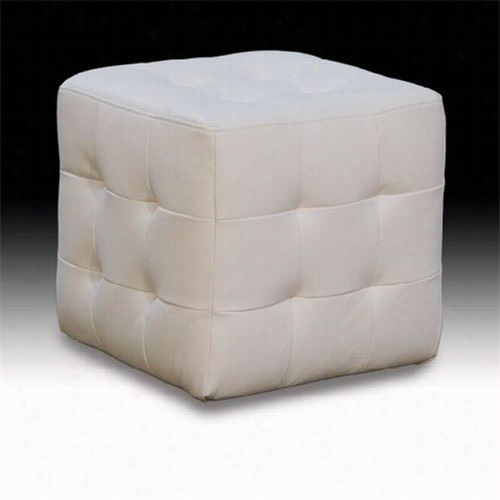 Diamond Sofa Zenucbeotttow Zen Bonded Leather Tufted Cube  Accent Ottoman In White