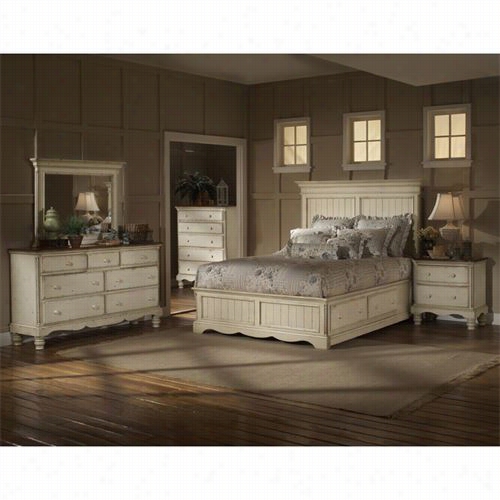 Hillsdale Furniture 1172stgbqrset5 Wilshire 5 Piece Queen Panel Storage Bedtoom Suite In Antique Whit E