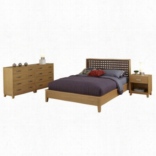 Home Styles 5517-5021 The Rave Queen Bed, Night Stand And Two Chests In Highlighted Blonde