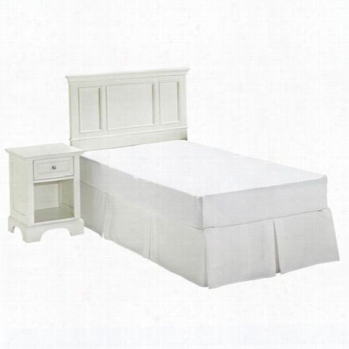 Home Styles 5530-4015  Naples Twin Headboard And Night Stand In Wihte