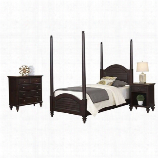 Home Styles 5542-4202 Bermuda Twin Poster Bed, Night Stand And Chest