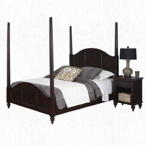 Home Styles 5542-5201 Bermudda Queen Poster Bed And Night Stand In Espresso